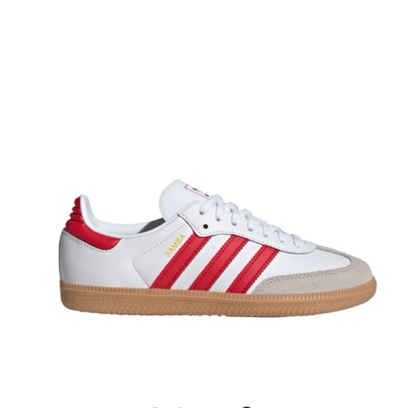Adidas Kids Originals Samba OG White Red Sz 5 - Picture 1 of 11